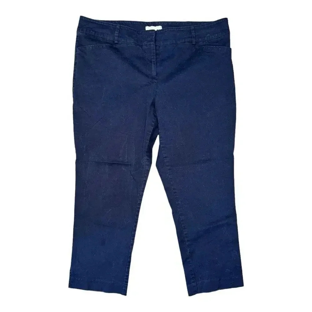New York & Company Women’s Size‎ 12 Blue Flat Front Stretch Cropped Pants